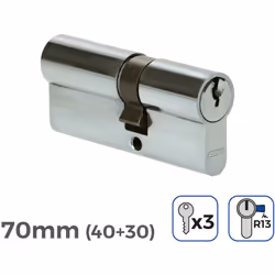 Cilindro porta nichel 70mm (40+30mm) breve cam r13 con 3 chiavi incluso edm. . . . Materiale : Niquel Indice di protezione IP ...