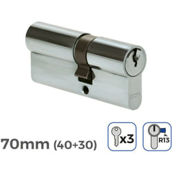 EDM - Cilindro porta nichel 70mm (40+30mm) camma corta r13 con 3 chiavi incluse