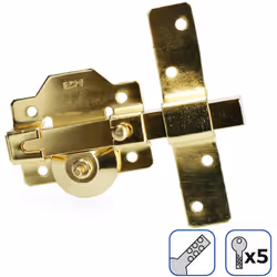 Blocco di superficie dorata con cilindro di sicurezza rotondo e apertura loquet edm. Include 5 cles di sicurezza. . . Indice ...