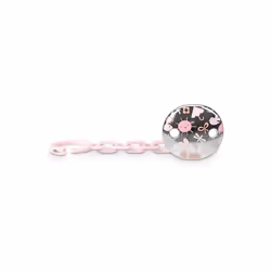 Clip gioiello per succhietto con effetto metallizzato argento lucido