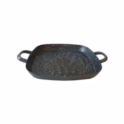 Acciaio smaltato vetrificato - Spessore mm 1,5 Esterno colore grigio Interno antiaderente nero effetto pietra Manici acciaio ...