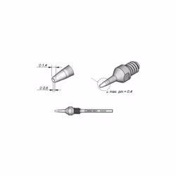Punta dissaldante Ø0,6x1,4mm JBC 24300-DI Punta dissaldante a foro passante Ø 0,6 HT Le punte JBC a lunga durata offrono un r ...