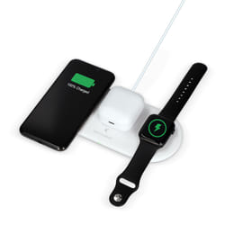 Ksix BXCQI10QC02 Caricabatterie per dispositivi mobili Cuffie, Auricolare, Smartphone, Orologio intelligente Bianco AC, USB Ricarica rapida Interno