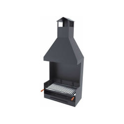 Fm Calefaccion - Barbecue a carbonella e legna Griglia in acciaio inox da 60 cm - Con paravento e cappa