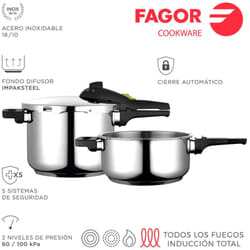 Fagor - super fast cooker rapid 4+6 l acciaio inox 18/10 4l ø22x12cm 6l ø22x17cm