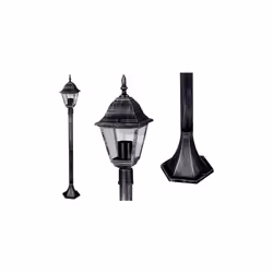 LANTERNA LAMPIONE VIENNA 1 LUCE SU PIANTANA LANTERNE ILLUMINAZIONE CM.15x16xH112 In lega di alluminio nero finitura anticata, ...