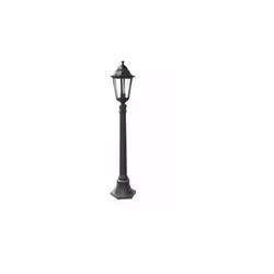 LAMPIONE NEW YORK CM.120 In alluminio pressofuso nero finitura opaca, schermo in vetro, 6 facce. Attacco E27 - IP44. Dimensio ...