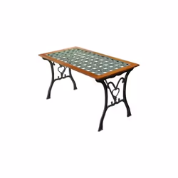 Tavolo con struttura in ghisa verniciato in nero anticato con legno tropicale. Tavolo robusto e resistente elle intemperie id ...