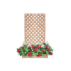 Fioriera in legno con pannello 180x90 cm grigliato a rombi e vaso portafiori da giardino Azalea