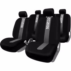Sparco propone il nuovo set SPC1011 composto da coprisedili anteriori e posteriori universali per auto di colore nero con fas ...