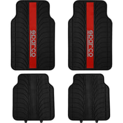 Sparco - Set 4 tappetini per auto red line in pvc universali e con supporto antiscivolo