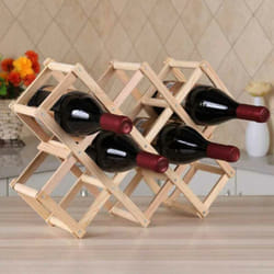 Gerimport - Portabottiglie Vino in legno Naturale Pieghevole Fisarmonica 10 Bottiglie