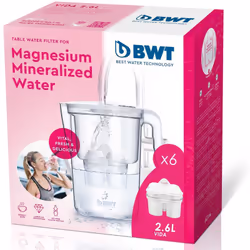 BWT speciale - Caraffa da acqua filtrante, con magnesio, modello vita manuale + set di 6, filtri BWT Magnesium Mineralizer.