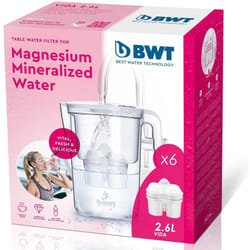 BWT - Manual Life - Vaso filtro acqua in magnesio + Confezione 6 vasi filtro acqua, 2,6 l, bianco