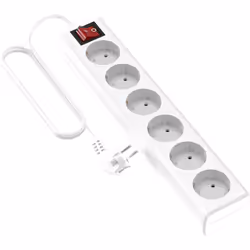 Descrizione Base Multi Basic di 6 prese Schuko. Con cavo 1.5 mm x 3 m di lunghezza. Con protezione bambini. Colore bianco