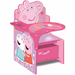 Scrivania e Banco Attività in legno con cassetto contenitore con una bellissima Peppa Pig.Per Creare un angolo speciale dedic ...