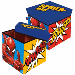 Con il sedile contenitore pieghevole in tessuto di Spiderman a forma di cubo organizza il tuo spazio per giocare. Puoi conser ...