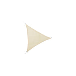Tenda a vela triangolare da 5 metri per lato con cima in polietilene con anelli in acciaio inox beige