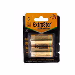 Pila Batteria LR14 Torcia C MN1400 1,5V 8000mAh Alcalina Extrastar Confezione da 2 Pezzi