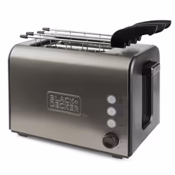 Black & Decker BXTOA900E, 2 fetta/e, Nero, Acciaio inox, Pulsanti, Manopola, 900 W, 13,7 cm, 4,2 cm