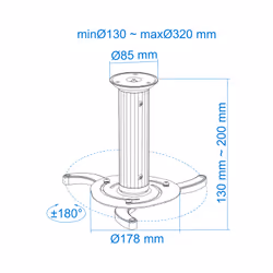 TooQ PJ1010TN-B supporto per proiettore Soffitto Nero - Vista aggiuntiva 7