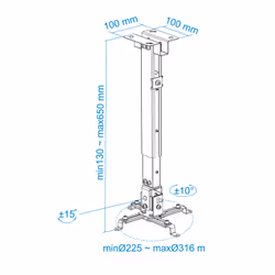 TooQ PJ2012T-B supporto per proiettore Soffitto Nero - Vista aggiuntiva 7