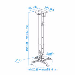 TooQ PJ2012T-S supporto per proiettore Soffitto Argento - Vista aggiuntiva 7
