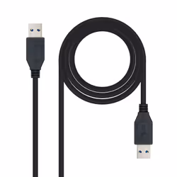 Nanocable 10.01.1002-BK, 2 m, USB A, USB A, USB 3.2 Gen 1 (3.1 Gen 1), Maschio/Maschio, Nero
