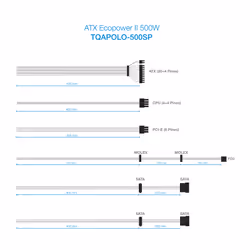 TooQ TQAPOLO-500SP alimentatore per computer 500 W 20+4 pin ATX ATX Argento - Vista aggiuntiva 5