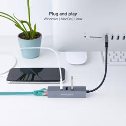 Nanocable 10.03.0407 replicatore di porte e docking station per laptop Cablato USB 3.2 Gen 1 (3.1 Gen 1) Type-A Grigio - Vista aggiuntiva 4