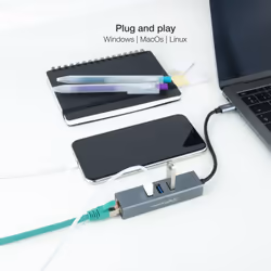 Nanocable 10.03.0408 replicatore di porte e docking station per laptop Cablato USB 3.2 Gen 1 (3.1 Gen 1) Type-C Grigio - Vista aggiuntiva 4