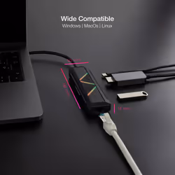 Nanocable 10.16.0501 replicatore di porte e docking station per laptop Cablato USB 3.2 Gen 1 (3.1 Gen 1) Type-C Nero