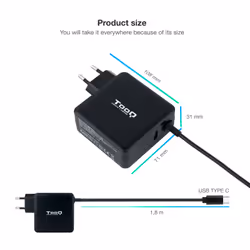 TooQ TQLC-USBC65PD adattatore e invertitore Interno 65 W Nero