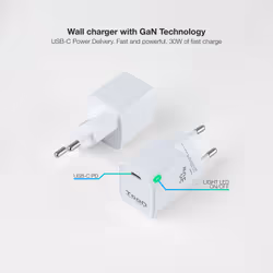 TooQ TQWC-GANPD30WT Caricabatterie per dispositivi mobili Universale Bianco AC Ricarica rapida Interno
