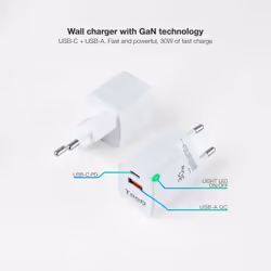 TooQ TQWC-GANQCPD30WT Caricabatterie per dispositivi mobili Universale Bianco AC Ricarica rapida Interno