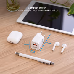TooQ TQWC-GANQCPD30WT Caricabatterie per dispositivi mobili Universale Bianco AC Ricarica rapida Interno