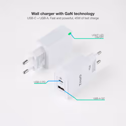 TooQ TQWC-GANQCPD45WT Caricabatterie per dispositivi mobili Universale Bianco AC Ricarica rapida Interno