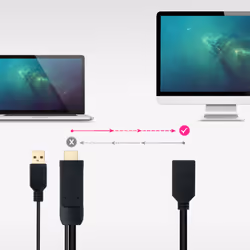 Nanocable 10.16.0205 cavo e adattatore video 0,2 m HDMI + USB Type-A DisplayPort Nero - Vista aggiuntiva 4
