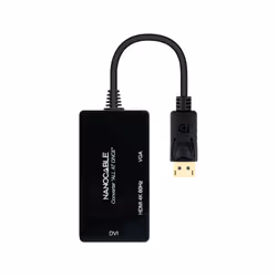 Nanocable 10.16.3301-ALL cavo e adattatore video 0,2 m DisplayPort DVI-D + VGA (D-Sub) + HDMI Nero