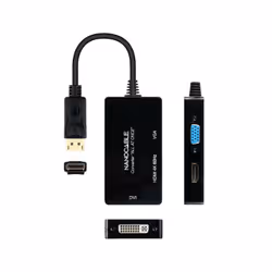 Nanocable 10.16.3301-ALL cavo e adattatore video 0,2 m DisplayPort DVI-D + VGA (D-Sub) + HDMI Nero