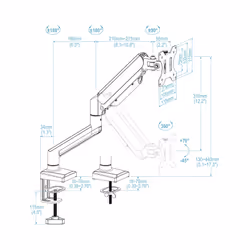 TooQ DB1334TNR-B Supporti a parete per TV 86,4 cm (34") Scrivania Nero - Vista aggiuntiva 7