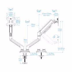 TooQ DB1434TNR-B Supporti a parete per TV 86,4 cm (34") Scrivania Nero - Vista aggiuntiva 7