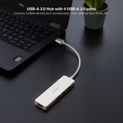 Nanocable 10.16.4602 replicatore di porte e docking station per laptop Cablato USB 3.2 Gen 1 (3.1 Gen 1) Type-A Argento - Vista aggiuntiva 3
