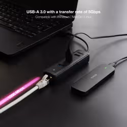 Nanocable 10.16.4604 replicatore di porte e docking station per laptop Cablato USB 3.2 Gen 1 (3.1 Gen 1) Type-A Nero - Vista aggiuntiva 4