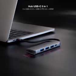 Nanocable 10.16.4605 replicatore di porte e docking station per laptop Cablato USB 3.2 Gen 1 (3.1 Gen 1) Type-C Grigio - Vista aggiuntiva 3
