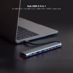 Nanocable 10.16.4608 replicatore di porte e docking station per laptop Cablato USB 3.2 Gen 1 (3.1 Gen 1) Type-C Grigio - Vista aggiuntiva 3