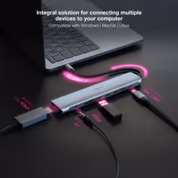 Nanocable 10.16.4608 replicatore di porte e docking station per laptop Cablato USB 3.2 Gen 1 (3.1 Gen 1) Type-C Grigio - Vista aggiuntiva 4