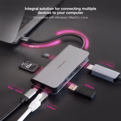 Nanocable 10.16.4609 replicatore di porte e docking station per laptop Cablato USB 3.2 Gen 1 (3.1 Gen 1) Type-C Grigio - Vista aggiuntiva 5