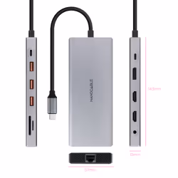 Nanocable 10.16.4612 replicatore di porte e docking station per laptop Cablato USB 3.2 Gen 1 (3.1 Gen 1) Type-C Grigio - Vista aggiuntiva 2