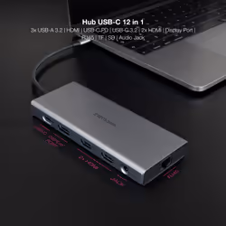 Nanocable 10.16.4612 replicatore di porte e docking station per laptop Cablato USB 3.2 Gen 1 (3.1 Gen 1) Type-C Grigio - Vista aggiuntiva 3